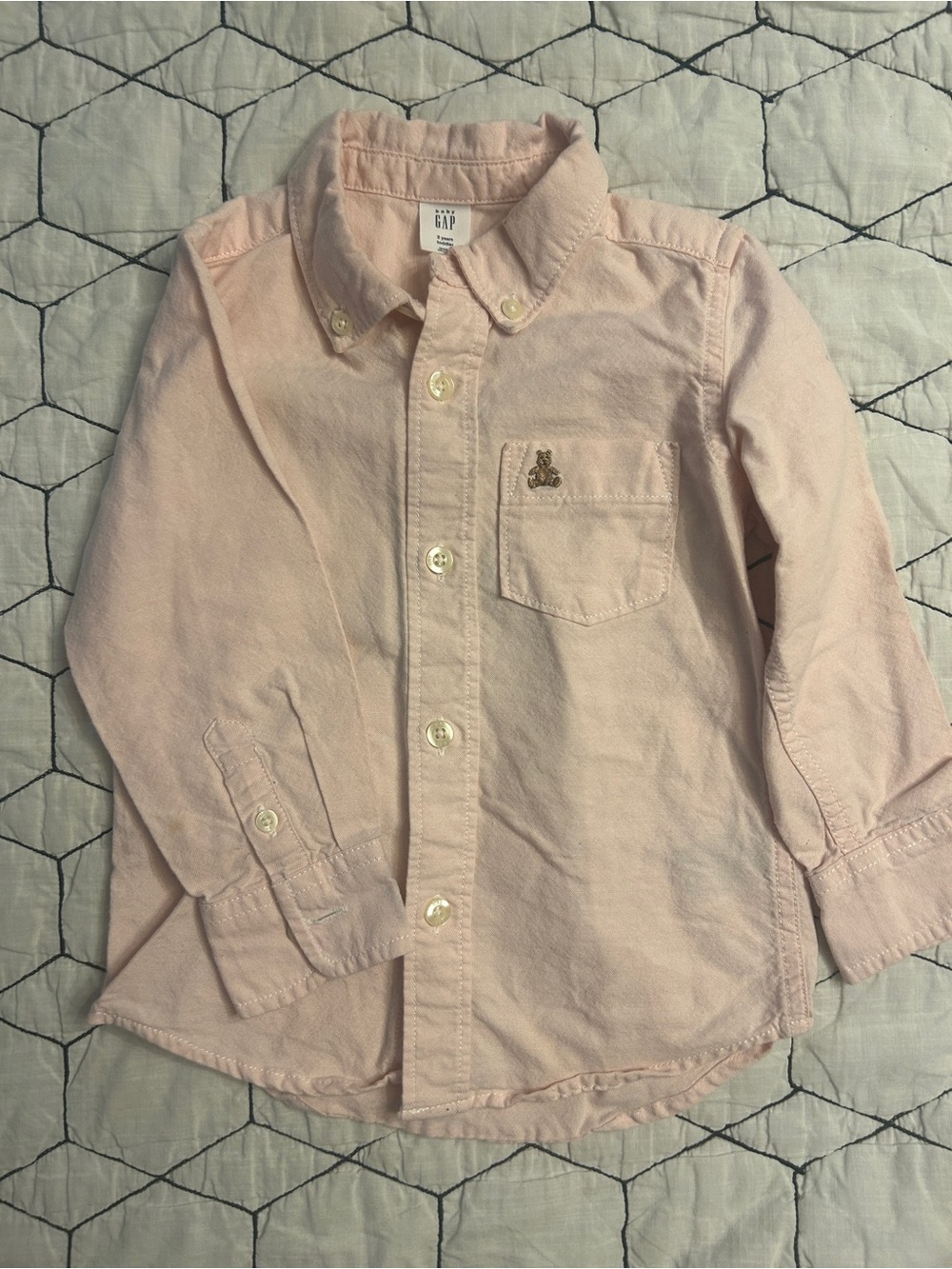 GAP Pink Long-Sleeve Button-Up Shirt with Pocket